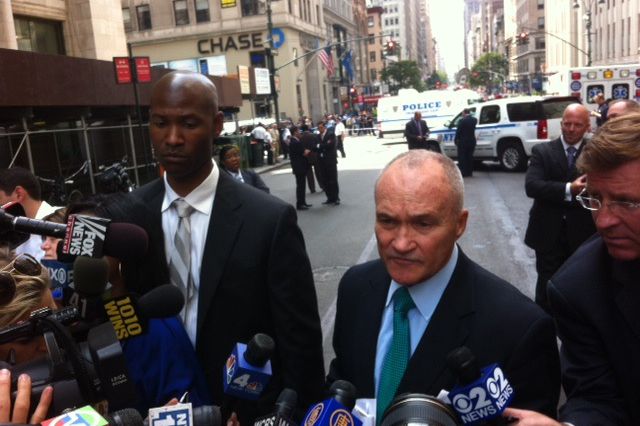 NYPD Commissioner Ray Kelly addresses the media at the scene of the shooting